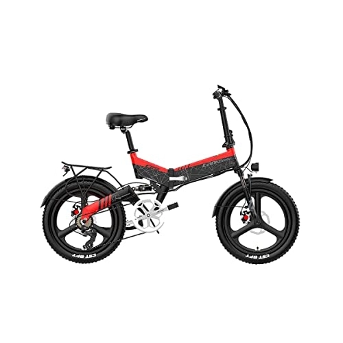Bicicletas eléctrica : Bicicleta De Suburbios Eléctrica Plegable Lankeleisi G650 (Rojo)