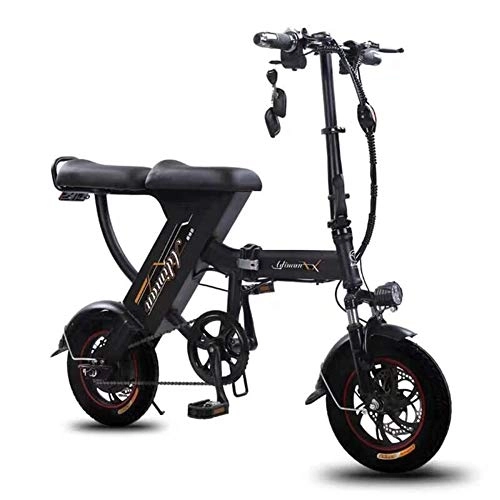 Bicicletas eléctrica : Bicicleta elctrica Acero de Alto Carbono porttil Plegable Bicicleta elctrica for Adultos 48V batera de Litio 350W Motor sin escobillas, Control Remoto Inteligente antirrobo electrnico