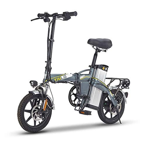 Bicicletas eléctrica : Bicicleta elctrica Bicicleta Plegable Generacin Conduccin Batera Coche Hombre y Mujer Mini Scooter, Gris