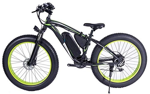 Bicicletas eléctrica : Bicicleta elctrica de 1000 W, 48 V, 13 Ah, para hombre, 26 pulgadas, Fat Tire, elctrica, para la playa, con dos frenos de disco hidrulicos y horquilla, color blanco y negro