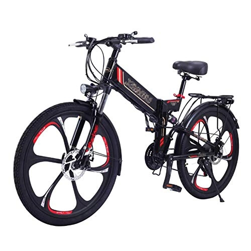 Bicicletas eléctrica : Bicicleta Elctrica de Montaa, 26" Bicicleta Elctrica Plegables Unisex Adulto Batera de Iones de Litio Extrable 36V 8Ah con Bolsa de Silln y Casco, One 350w