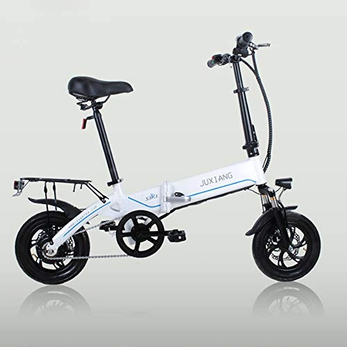 Bicicletas eléctrica : Bicicleta elctrica elctrica de viaje plegable para adultos al aire libre, con batera de iones de litio extrable de gran capacidad Bicicleta plegable segura porttil ajustable para ciclismo, White