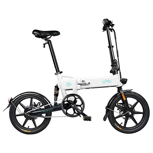 Bicicletas eléctrica : Bicicleta elctrica FIIDO D2 de 16 pulgadas, bicicleta elctrica asistida por pedal plegable de 36V 250W, con batera de iones de litio de 7.8Ah, pantalla LED Bicicleta ligera para adultos (blanco)