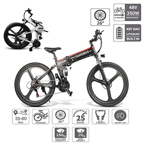 Bicicletas eléctrica : Bicicleta Elctrica Plegable 350W Bicicleta de Montaa e-Bike de 26 Pulgadas de Aleacin de Aluminio 48V 10AH Batera de Litio Shimano 21 Velocidades Freno de Disco Medidor LCD [EU Stock