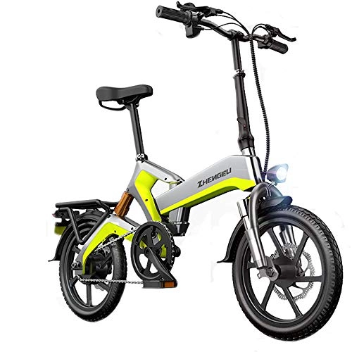 Bicicletas eléctrica : Bicicleta elctrica plegable, 48v bicicleta elctrica para hombres y mujeres, a 2 horas de carga rpida, de 16 pulgadas bicicleta elctrica para los nios, GPS antirrobo de bicicletas, Amarillo