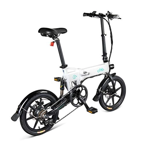 Bicicletas eléctrica : Bicicleta Elctrica Plegable Freno De Disco Doble Aleacin De Aluminio Inteligente 250W 7.8AH Batera 6 Velocidades Bicicleta Elctrica Plegable Bicicleta De Asistencia Para Jvenes Adultos, White