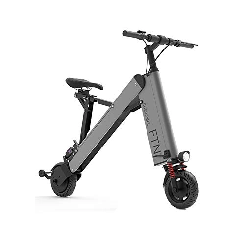 Bicicletas eléctrica : Bicicleta elctrica - Plegable Ultra Ligera Mini Porttil E-Bike Pantalla LED de 3 Velocidades, Velocidad Fija Crucero, Gray, 7.5Ah