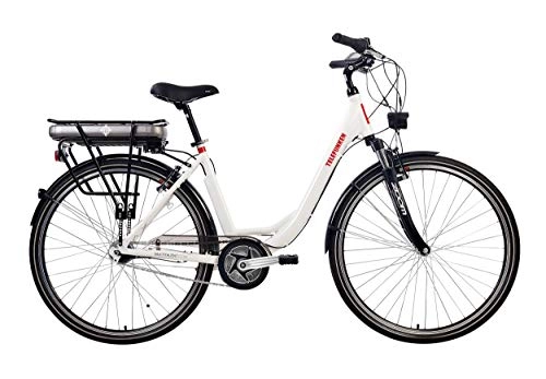 Bicicletas eléctrica : Bicicleta elctrica Telefunken Multitalent C750 City, color blanco, 28 pulgadas