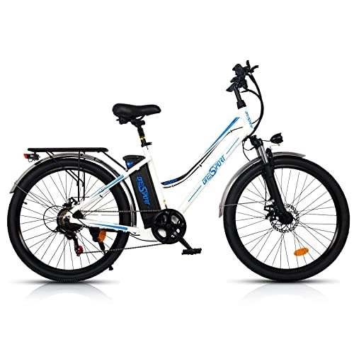 Bicicletas eléctrica : Bicicleta Electrica 26'', City E-Bike Step-Thru | 250W Motor - 45N.m | 36V / 10, 4Ah Li-Ion Batería | Alcance de hasta 35-80 km | Shimano-7 | Luz Trasera | Bicicletas Eléctricas para Mujer Adultos