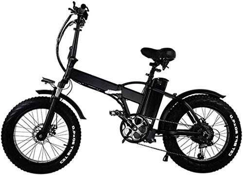 Bicicletas eléctrica : Bicicleta electrica, Bicicleta eléctrica Compacto Plegable Batería de litio Montar en bicicleta Fitness Transporte Transporte DUAL DISCO FRENO Litio Batería Playa Cruiser para adultos (Color: Negro)