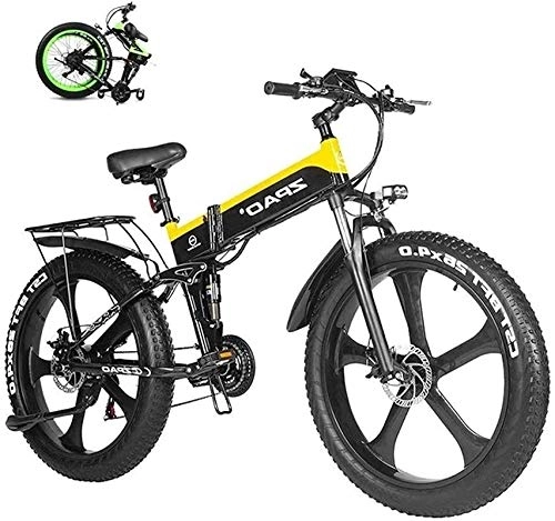 Bicicletas eléctrica : Bicicleta electrica, Bicicleta eléctrica de 26 pulgadas Bicicleta de nieve de neumático de grasa plegable 12.8Ah Li-batería Playa Cruiser Montaña E-Bike Batería de litio Playa Cruiser para adultos (Co