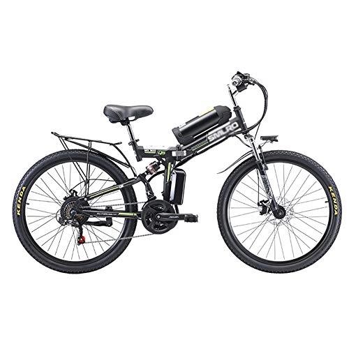 Bicicletas eléctrica : Bicicleta Electrica Inteligente Bicicleta De Suspensión, Plegable Bici Electrica para Adultos, 8ah Litio-Ion Batter 3 Modos De Conducción, Velocidad Máxima 20km por Hora Negro 350w 48v 8ah