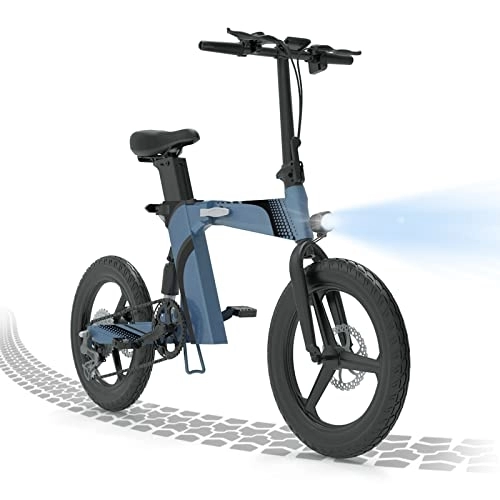 Bicicletas eléctrica : Bicicleta Electrica Plegable, 250W Motor Y Batería de Litio Extraíble de 36 V, Welocidad Máxima 25 km / h, Alcance hasta 80-100 km, 20'' Bicicleta Eléctrica con Pedales Assist (Azul)
