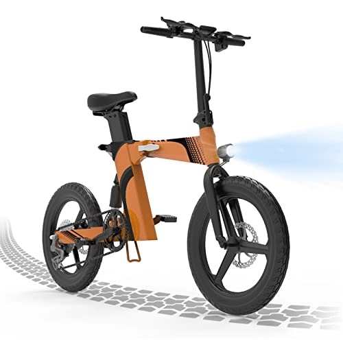 Bicicletas eléctrica : Bicicleta Electrica Plegable, 250W Motor Y Batería de Litio Extraíble de 36 V, Welocidad Máxima 25 km / h, Alcance hasta 80-100 km, 20'' Bicicleta Eléctrica con Pedales Assist (Naranja)