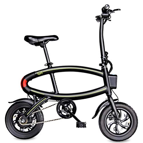 Bicicletas eléctrica : Bicicleta Electrica Plegable Adulto Litio 20Km / H Ruedas Doble Freno Disco E-Bike, Black