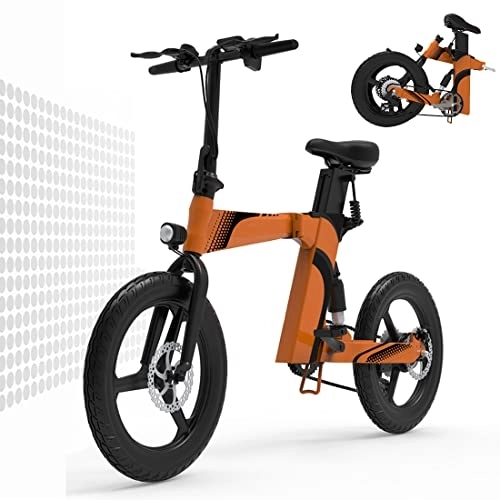 Bicicletas eléctrica : Bicicleta Electrica Plegable, Bicicleta de Montaña con 20'' Tire, Batería de Litio Extraíble de 36 V, Welocidad Máxima 25 km / h Bici Electrica, Alcance hasta 60-100 km, Ebike Hombres Mujeres (Naranja)