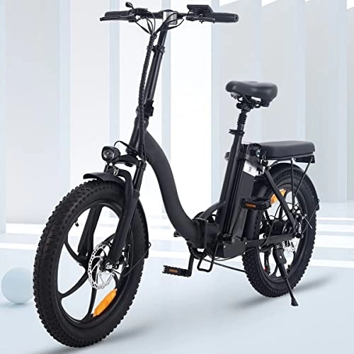 Bicicletas eléctrica : Bicicleta Electrica Plegable, Bicicleta Electrica Montaña 20" Fat Bike, Bici Electrica con 48V / 10Ah Batería, Frenos de Disco Duales Y Horquilla de Choque, Velocidad 25km / h