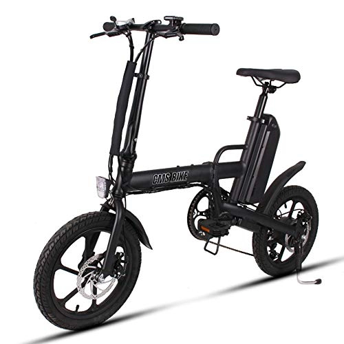 Bicicletas eléctrica : Bicicleta Eléctrica 16 Pulgada E-Bike Plegable Unisex Adulto, Velocidad MAX 30km / h, Autonomía hasta 50-80 km, Motor de 250W y Batería de 36V 13Ah, Shimano de 6 Velocidad, Negro