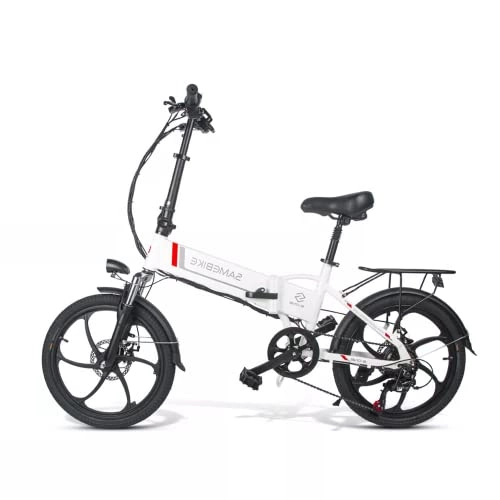 Bicicletas eléctrica : Bicicleta Eléctrica, 20" Bicicleta Eléctrica Plegable, Bicicleta Eléctrica Adultos, Bici Eléctrica E-Bike 48V 10Ah Soporte USB, Bicicleta con Shimano 7 Velocidades (20LVXD30-Blanco)