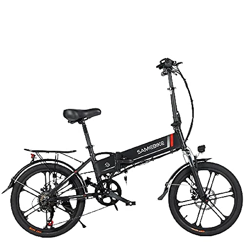 Bicicletas eléctrica : Bicicleta Eléctrica 20 Pulgadas Batería De Litio Plegable Aleación De Aluminio-Blanco Negroactualizar Bici Electrica Urbana Ligera