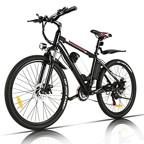 Bicicletas eléctrica : Bicicleta Eléctrica 250 W, Bicicleta Eléctrica de Montaña para Hombre con Batería Extraíble 36V / 8Ah, Frenos de Disco Hidráulicos, 21 Velocidades, Kilometraje de Recarga hasta 40 km, 26 Pulgad (Negro)