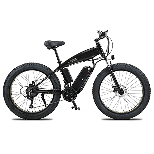 Bicicletas eléctrica : Bicicleta Eléctrica, 26" Bicicleta de montaña eléctrica, 4.0 E-bike de los adultos de la nieve del neumático gordo, Ebike todoterreno de aleación de magnesio de 27 velocidades, Negro, 36V350W 13AH