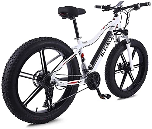 Bicicletas eléctrica : Bicicleta eléctrica 26 '' Bicicleta de montaña para Adultos con batería de Iones de Litio de Gran Capacidad 36V 350W 10Ah Capacidad de batería y Tres Modos de Trabajo (Color: Blanco)