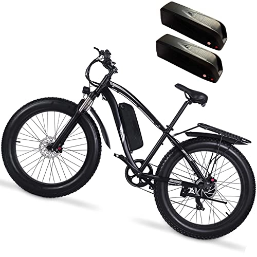 Bicicletas eléctrica : Bicicleta eléctrica 26 ''Fat Tire offroad Bicicleta eléctrica Montaña Bicicleta eléctrica Pedal Assist 17Ah DOS Batería de litio Freno de disco hidráulico Shengmilo MX02S