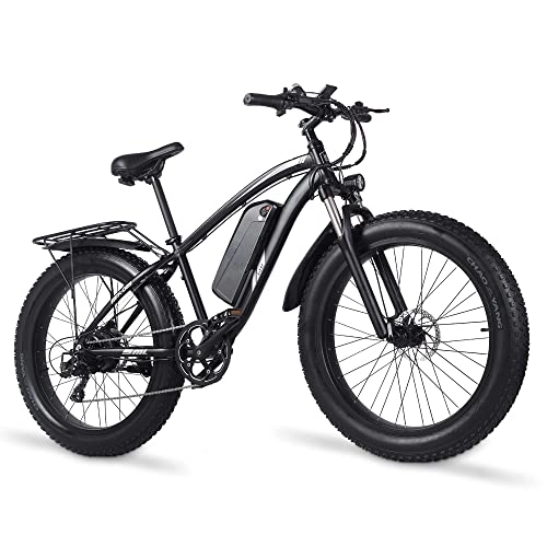 Bicicletas eléctrica : Bicicleta eléctrica 26 pulgadas Fat Tire offroad Bicicleta eléctrica Montaña E-bike Pedal Assist 48V 17Ah Batería de litio Freno de disco hidráulico MX02S (dos baterías)