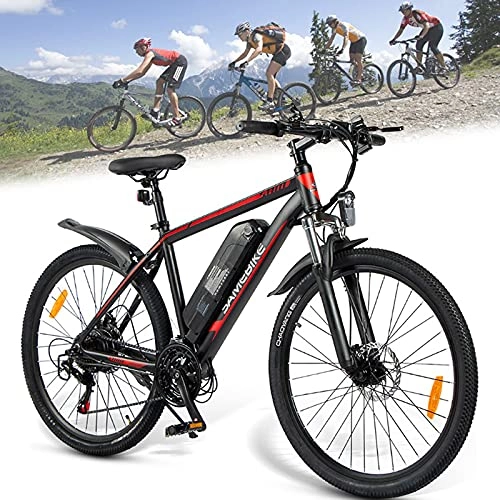 Bicicletas eléctrica : Bicicleta Eléctrica, 350 W Motor para Bicicleta De Montaña Eléctrica para Adultos, 26 Pulgadas E-Bike, Engranaje De 21 Velocidad De Shimano Batería Extraíble de 36V 10Ah, Black