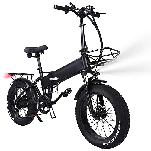 Bicicletas eléctrica : Bicicleta Eléctrica Adulto Gran Neumático 20"* 4" MTB Fat Bike, Bicicleta Eléctrica Plegable con Motor Potente Batería Extraíble 48V 15Ah Shimano 7 Velocidades