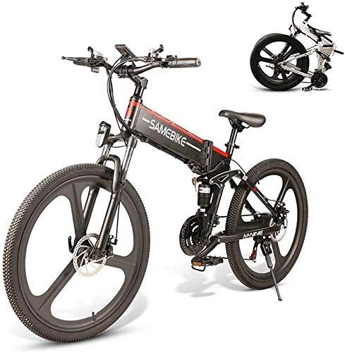Bicicletas eléctrica : Bicicleta Eléctrica Bicicleta de montaña eléctrica para adultos 26 "rueda plegable ebike 350w aluminio eléctrico bicicleta para adultos con 48V 10Ah batería de iones de litio de 21 veloz engranajes de