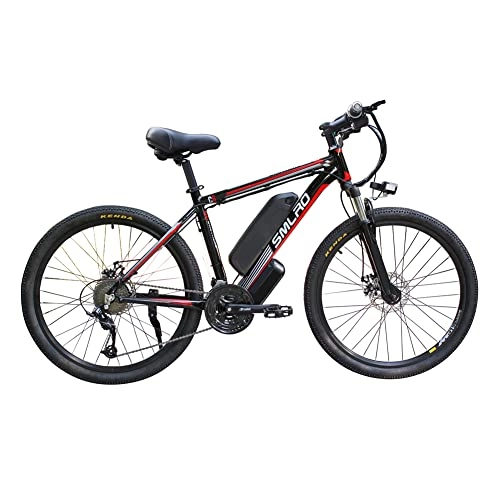 Bicicletas eléctrica : Bicicleta eléctrica, Bicicleta eléctrica de montaña es Adulto, batería de Iones de Litio extraíble de 26 Pulgadas 48V 250W 10Ah, batería vacía de Marco eléctrico fácil de almacenar (Black Red, 350)
