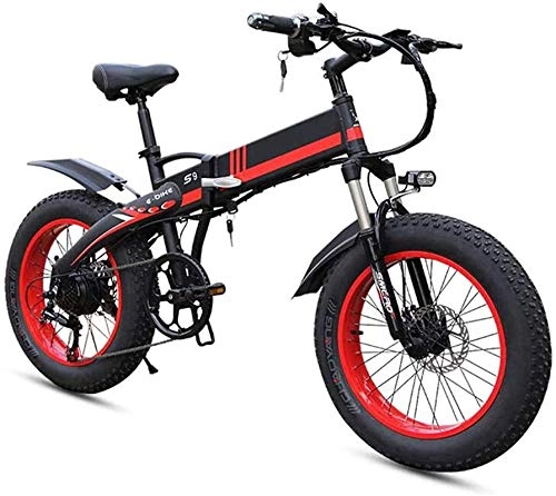 Bicicletas eléctrica : Bicicleta Eléctrica Bicicleta eléctrica plegable para adultos, neumáticos de 20 pulgadas Bicicleta eléctrica de montaña, marco de aleación ligero ajustable Variable 7 Velocidad E-bike con pantalla LCD