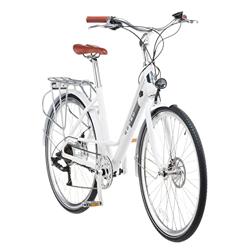 Bicicletas eléctrica : Bicicleta eléctrica con 5 niveles de pedal, 250 W (blanco, C1)