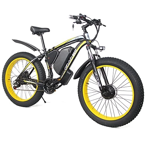 Bicicletas eléctrica : Bicicleta eléctrica con batería 48V 17.5Ah, bicicleta eléctrica de doble accionamiento impermeable, resistente a los golpes, plegable al aire libre, bicicleta todoterreno