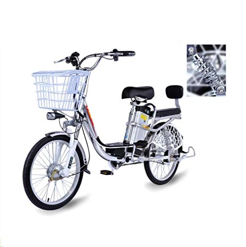 Bicicletas eléctrica : Bicicleta eléctrica de 20 Pulgadas Bicicleta cómoda Scooter eléctrico Pantalla LCD Batería de Litio Desmontable de 48 V Absorción de Impactos Bicicleta eléctrica asistida Doble 350 (W)