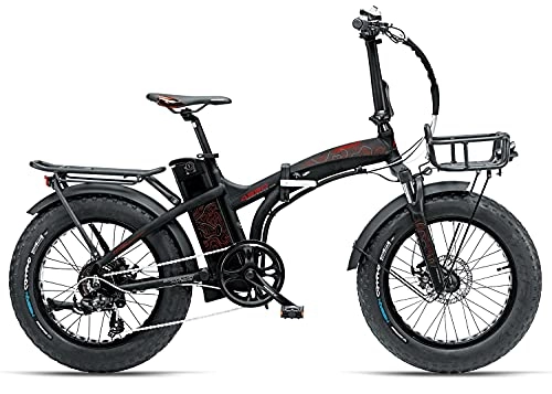 Bicicletas eléctrica : Bicicleta eléctrica de 20 pulgadas, con pedaleo asistido, Fat Bike Armony, color negro y rojo