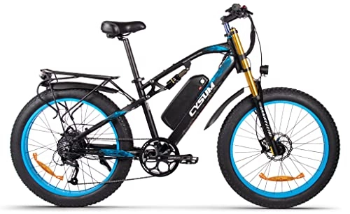 Bicicletas eléctrica : Bicicleta eléctrica de 26 Pulgadas * 4, 0, Bicicleta de Nieve con neumáticos Gruesos para Hombres, 48V * 17Ah, batería de Litio LG / Panasonic, Bicicleta de montaña (Blue)