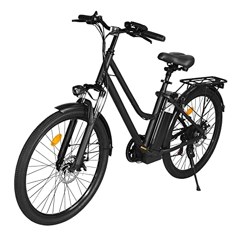 Bicicletas eléctrica : Bicicleta eléctrica de 26 pulgadas con motor de 250 W, batería de 36 V y 10 Ah, horquilla de suspensión y Shimano de 7 velocidades, velocidad máxima de 25 km / h.