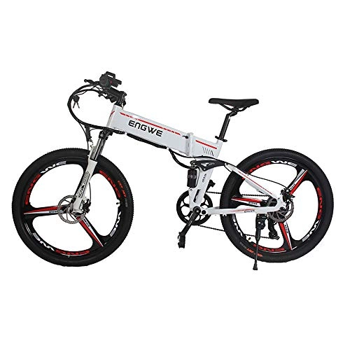 Bicicletas eléctrica : Bicicleta eléctrica de 26 pulgadas de aluminio plegable bicicleta eléctrica 400 W Potente bicicleta 48 V 12.5 A batería montaña ebike nieve / playa / ciudad e bike (blanco)