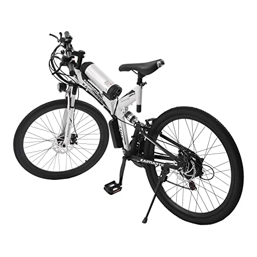 Bicicletas eléctrica : Bicicleta eléctrica de 26 pulgadas LCD Ebike Bicicleta de montaña eléctrica E-Bike urbana para adulto hombre mujer MTB batería eléctrica con cargador (26"doblado blanco)