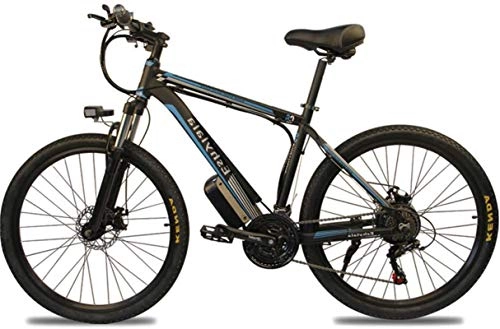 Bicicletas eléctrica : Bicicleta eléctrica de 350W 26 "Bicicleta eléctrica para adultos / Bicicleta de montaña eléctrica, bicicleta con batería extraíble de 10 / 15Ah, Engranajes profesionales de 27 velocidades (Azul) (Tama