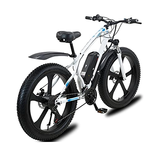 Bicicletas eléctrica : Bicicleta Eléctrica De Montaña 26"E-MTB Bicicleta 1000W con Batería De Iones De Litio Extraíble 48V 13A para Adultos, 21 Velocidades, Frenos De Disco, Blanco