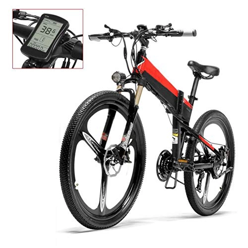 Bicicletas eléctrica : Bicicleta eléctrica de montaña Batería 48V E-Bike Sistema de Transmisión de 21 Velocidades Adecuado para Asistencia Diaria, acondicionamiento físico Deportivo, Senderismo, Rojo
