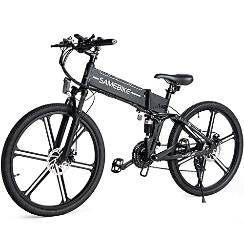 Bicicletas eléctrica : Bicicleta Eléctrica de Montaña, Bicicleta Eléctrica Plegable de 500W 48V 10Ah, Batería de litio 48V10AH, Bicicleta Eléctrica para la Nieve en la Playa, Velocidad Máxima de Viaje de 35 km / h, Black
