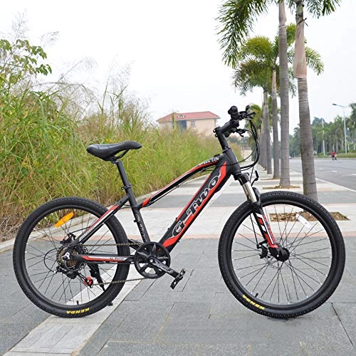 Bicicletas eléctrica : Bicicleta eléctrica de montaña de 24 '', freno de disco, motor sin escobillas de 250W, batería incorporada de 36V 7.8Ah / 8.7Ah / 9.6Ah / 10.5Ah, marco de aleación de aluminio (negro, 250W 36V7.8Ah)