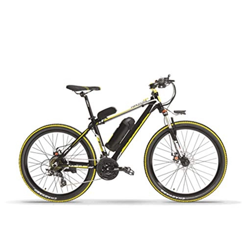 Bicicletas eléctrica : Bicicleta eléctrica de montaña Neumático de 26 Pulgadas 21 velocidades Frenos de Disco Delanteros y Traseros Apto para Hombres y Mujeres, Amarillo