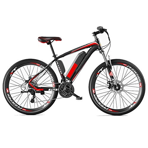 Bicicletas eléctrica : Bicicleta eléctrica de montaña Neumático de 26 Pulgadas 27 velocidades Motor sin escobillas de Alta Velocidad de 250 vatios Apto para Hombres y Mujeres, Rojo