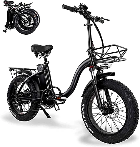 Bicicletas eléctrica : Bicicleta eléctrica de Nieve, Bicicletas eléctricas Plegables para Adultos con batería de Iones de Litio Grande de 48V 15Ah 20 en Bicicleta eléctrica